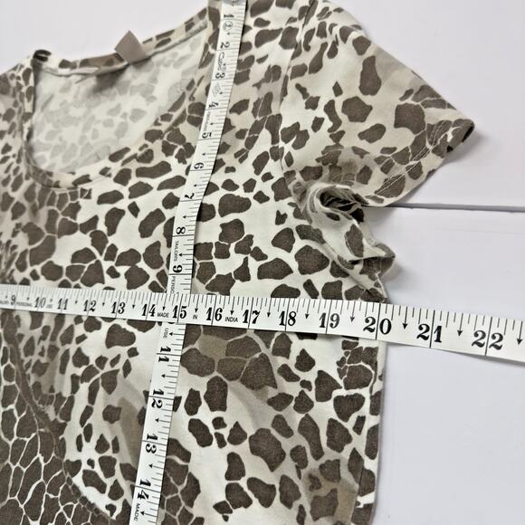 Animal Print T-Shirt AOP Giraffe Safari Whimsy Busy Mom Grunge READ Chicos 2 (L) - Picture 8 of 14
